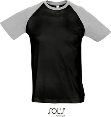 Obrázek produktu pro SOLs 11190 | Pánské tričko Raglan Funky 150 - barva: Black/Grey Melange - velikost: 3XL