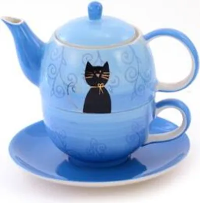 Produktbild von Tea for one Set "Filou" Keramik, mit Goldauflage Kanne: 0,4 l, Tasse: 0,2 l
