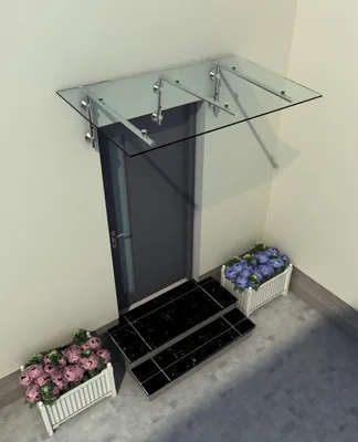 Immagine prodotto di Glaswerk Westfalen- (3L)250x90cm baldacchino in vetro trasparente+supporto