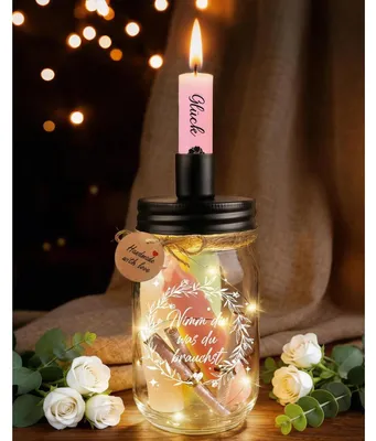 Produktbild von LED Flaschenlicht mit Grußkarten und Kerzen, Geldgeschenk für Frauen, Geburtstag, Muttertag