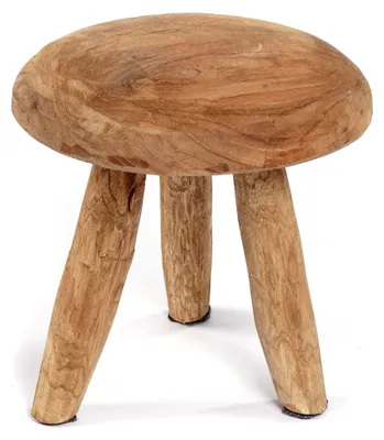 Produktbild von Runder Holz Hocker Klara | 28 cm, Mahagoni Holz | Kleiner Melkschemel, Blumenhocker, Pflanzenhocker, runder Beistellhocker, Naturholz Hocker