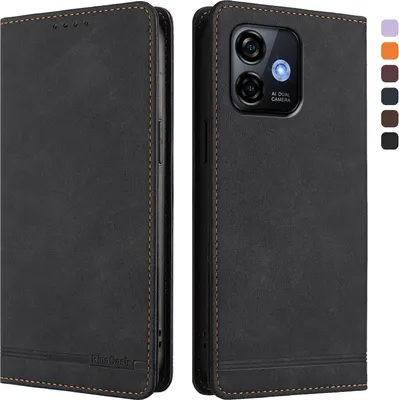 Immagine prodotto di Custodia per Ulefone Note 16 Pro, custodia retro in Finto cuoio flip con supporto e slot per schede Nero