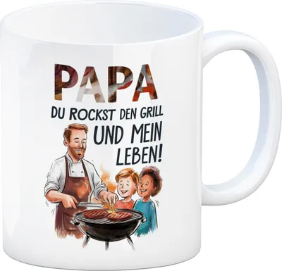 Produktbild von Grillender Vater Papa rockt Kaffeebecher
