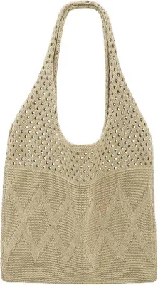 Immagine prodotto di Borsa da spiaggia in rete a pois, estate, sciarpa stile bohémien da donna, color kaki A-Kaki prismatico