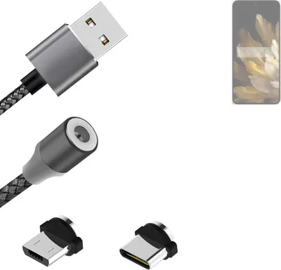 Produktbild von K-S-Trade Hochwertiges Magnet-Lade-kabel Sync-Kabel Daten-Kabel für Oppo Find N3 mit USB-Typ-C-Anschluss und Micro-USB-Anschluss 2A bis zu 480mbps