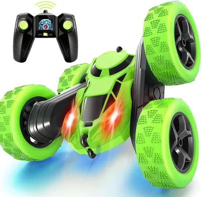 Produktbild von MidiVix Ferngesteuertes Auto 4WD RC Stunt Car – 360° Drehungen, Doppelseitig, 2,4 GHz, 90 Minuten Spielzeit, Offroad Drift RC Auto mit LED-Lichtern für Kinder ab 6 Jahren – Grün