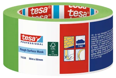 Immagine prodotto di tesa Professional 74338, nastro adesivo protettivo per superfici ruvide, verde, 50 m x 50 mm | 1 rotolo
