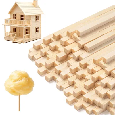 Zuckerwatte-Stäbchen 200 Stück, 30 cm, Bambus, quadratisch