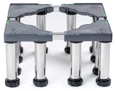 Immagine prodotto di Base regolabile per lavatrici, frigoriferi, asciugatrici e congelatori, da 45 a 70 cm, con altezza regolabile a 10/15/20/25 cm, realizzata in acciaio inossidabile/polipropilene