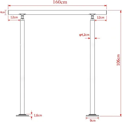 Produktbild von LARS360 160cm Handlauf Geländer Treppengeländer Ø 42 mm Geländerstäben aus Edelstahl 0 Querstreben Terrassengeländer Bodenmontage Bausatz Treppen für Drinnen Draußen Treppen Balkon Brüstung