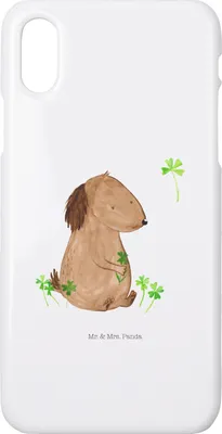 Produktbild von Mr. & Mrs. Panda Iphone 10 Handyhülle Hund Kleeblatt - Weiß - Geschenk, Handy, Hülle, X, Sprüche, Viel Glück, Neuanfang, Süß, Cover