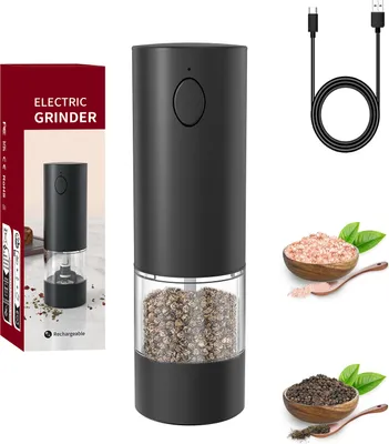 Produktbild von Salz und Pfeffermühlen,Elektrische Wiederaufladbare Gewürzmühle,  Salzmühle und Pfeffermühle mit LED-Licht, und Einstellbarer Grobheit