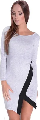 Produktbild von Damen Elegant Kleid Dress Langarm zweifarbig Onesize; S/M; Grau Meliert