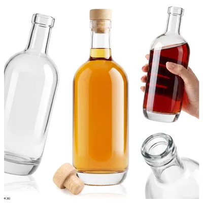 Zdjęcie produktu dla SUPERBUTELKI - 1x Szklana butelka GIN 750 ml na rum, nalewki, wino, likier, Obraz wygenerowany przez AI