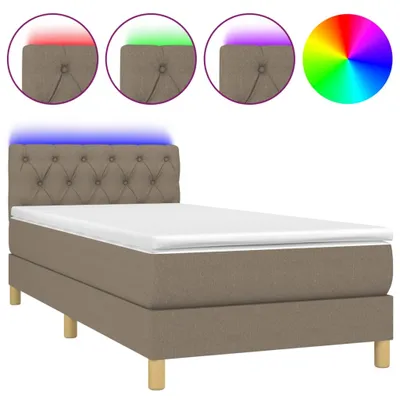Obrázok produktu pre vidaXL Boxspring posteľ s matracom a LED Taupe 80x200 cm Látka