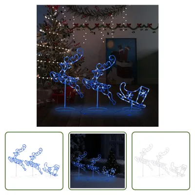 Produktbild von The Living Store Weihnachtsdeko LED Rentiere & Schlitten Acryl 260x21x87 cm Blau
