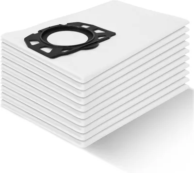 Produktbild von 10 Stück KFI 357 Staubsaugerbeutel für Kärcher WD2, WD3, KWD1, KWD2, KWD3, WD3.200 bis WD3.800 M, SE4001/ SE4002, Vliesfilterbeutel Staubbeutel für 2.863-314.0 Nass & Trockensauger, Weiß
