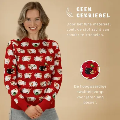 Obrázek produktu pro JAP Christmas Ošklivý vánoční svetr Černá ovce - 100% recyklovaný - Uni pro ženy i muže - Červená - Velikost XXXL