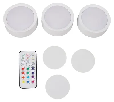 Obrázek produktu pro LED puck světlo s dálkovým ovládáním, 13 barev, napájeno bateriemi, osvětlení spodní skříňky, bezdrátový pult skříňky