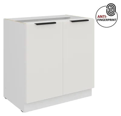 Produktbild von Küchen Unterschrank 80 cm Küche ARIA Weiss ultra matt + Weiss matt, hochwertige Fronten mit Anti Fingerprint Beschichtung Küchenzeile Küchenblock