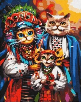 Productafbeelding van Schilderen op nummer: Familie katten