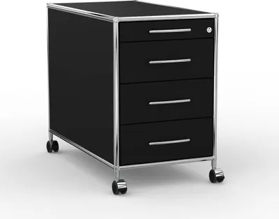 Produktbild von VERSEE Rollcontainer 80 cm mit 4 Schubladen – Holz Schwarz – Aktenschrank auf Rollen