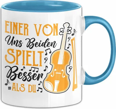 Produktbild von Bass Tasse Geschenk Spruch Für Schlagzeug-Spieler Einer Von Uns Beiden Spielt Besser Als Du Becher (Blau)