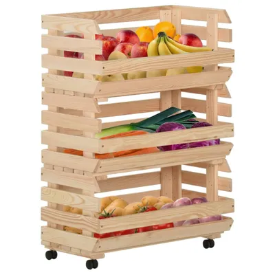Image de vidaXL Chariot à légumes 57x30x80 cm Pin massif