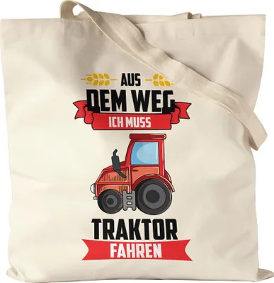 Produktbild von Aus dem Weg ich muss Traktor Fahren Jutebeutel Stoffbeutel Canvas Trecker Fans Geschenkidee Jungs Bauern