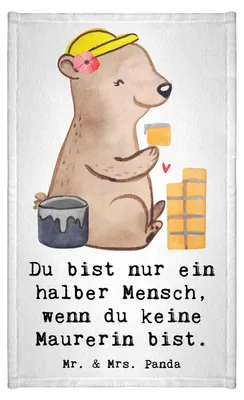 Produktbild von Mr. & Mrs. Panda Handtuch Maurerin Herz - Weiß - Geschenk, Lustig, Witzig, Handwerkerin, Frotteetuch, Gesellenprüfung, baumwolle, Gästetuch, Gästehandtuch 30x50, Spruch