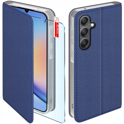 Image de Etui z klapką do Samsung A34 5G Zamykane Granatowy Futerał + Szkło 9H