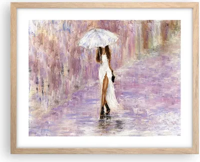 Produktbild von Gerahmtes Poster - Rahmen in heller Eiche - Frau Regenschirm - 50x40 cm - Wand Bild - Wanddeko - Wandbilder - Kunstposter - Wandposter - Bilderrahmen - Bilder - Kunstdruck - Wandbild - P2NAA50x40-3822
