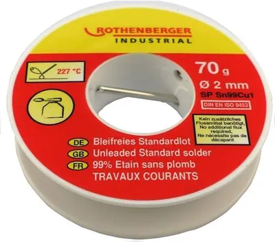 Produktbild von Lötmaterial ROTHENBERGER 70g bleifrei Zinn 99% Kupfer 1% Elektrotechnik