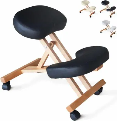 Produktbild von Orthopädischer schwedischer Bürohocker ergonomischer Kniestuhl Balancewood - Schwarz