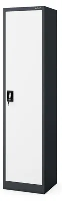 Produktbild von Büroschrank Aktenschrank Metallschrank Lagerschrank 4 Fachböden Flügeltür Pulverbeschichtung Stahlblech 185 cm x 45 cm x 40 cm Farbe anthrazit-weiß