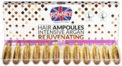 Produktbild von Ronney Rejuvenating Ampoules with Intensive Argan Hair Care Gloss Nourish Treatment for Dry Hair 10ml - Pack of 12
