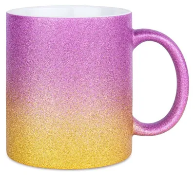 Produktbild von Plottermarie Sublimationsrohlinge Sublimations-Tassen für personalisierte Geschenkideen – Sublimationsrohlinge, Fotogeschenke, Personalisierung & DIY Glitzertasse mit Verlauf Yellow-Pink 2er Set