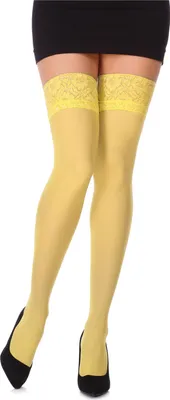 Produktbild von Bellivalini Damen Halterlose Mikrofaser 40 DEN Strümpfe mit Spitze BLVFI1011 (Gelb, M-L) .
