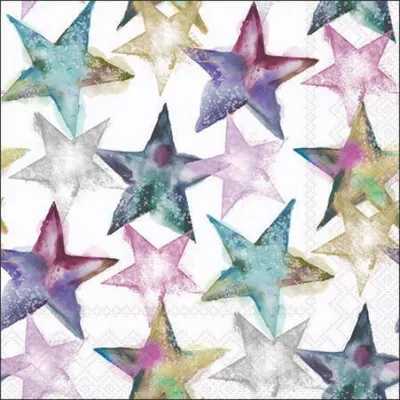 Produktbild von Weihnachten Cocktail Servietten 25x25 cm 3-lagig 20 Servietten Watercolour stars