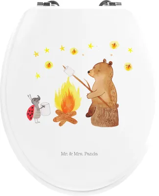 Produktbild von Mr. & Mrs. Panda klo deckel Bär & Marienkäfer Lagerfeuer - Weiß - Geschenk, WC-Sitz, Klo-Deckel, WC Sitz, Klobrille, Brille, Teddy