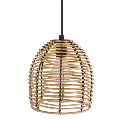Produktbild von Hängelampe in Rattan Optik - ca. 18 x 16 cm - Lampe Innen und Außen mit Timer und Batterie