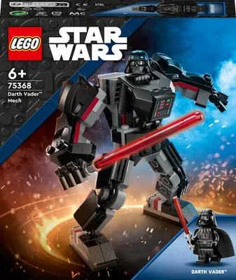 Productafbeelding van LEGO 75368 Star Wars Darth Vader Mech, een bouwbaar actiefiguurmodel met scharnierende delen, een minifiguurcockpit en een groot rood lichtzwaard. Een verzamelbaar speelgoed voor kinderen, jongens en meisjes vanaf 6 jaar