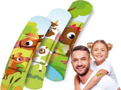 Produktbild von 10 x Kinder Pflaster-Strips 6x1,7cm Farmtiere