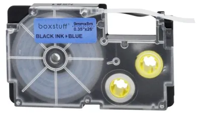 Produktbild von Casio Compatible XR-9BU Schriftbandkassette - Schwarz auf blau - 9 mm x 8 m