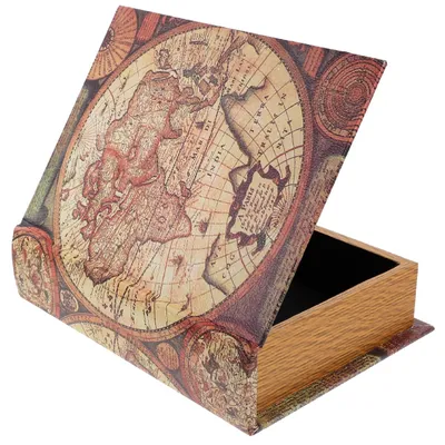 Deko-Buchbox aus Leder und Holz, 24,1 x 18 x 5,6 cm, Vintage-Stil