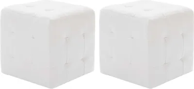 Image de Poufs 2 pcs Blanc 30 x 30 x 30 cm Similicuir