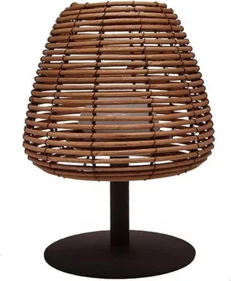 Produktbild von Kabellose Tischleuchte im Bohème-Stil, 25 cm – Naturrattan – Warmweißes und weißes LED-Licht