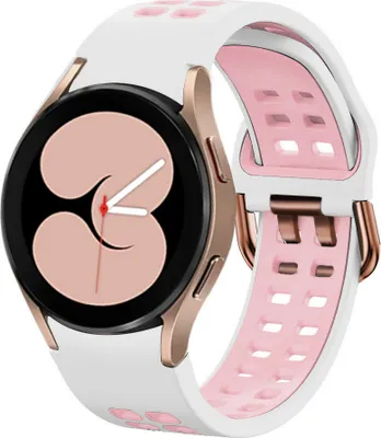 Produktbild von Strap-it Samsung Galaxy Watch 4 40mm Sport Square Armband (Weiß/Rosa)