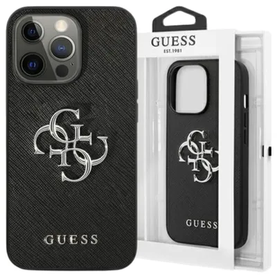 Image de Guess Guhcp13Lsa4Gsbk Iphone 13 Pro/13 6.1 Black/Black Hardcase Saffiano 4G Metal Logo