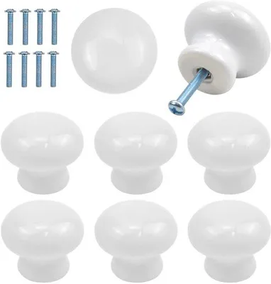 Productafbeelding van Ibenzoa® Keramische meubelknopen set (8 stuks) – kindvriendelijke kastknopen, rond, 35 x 31 mm, met schroeven van 27 mm, geschikt voor platen van 15–22 mm, verkrijgbaar in 4 kleuren